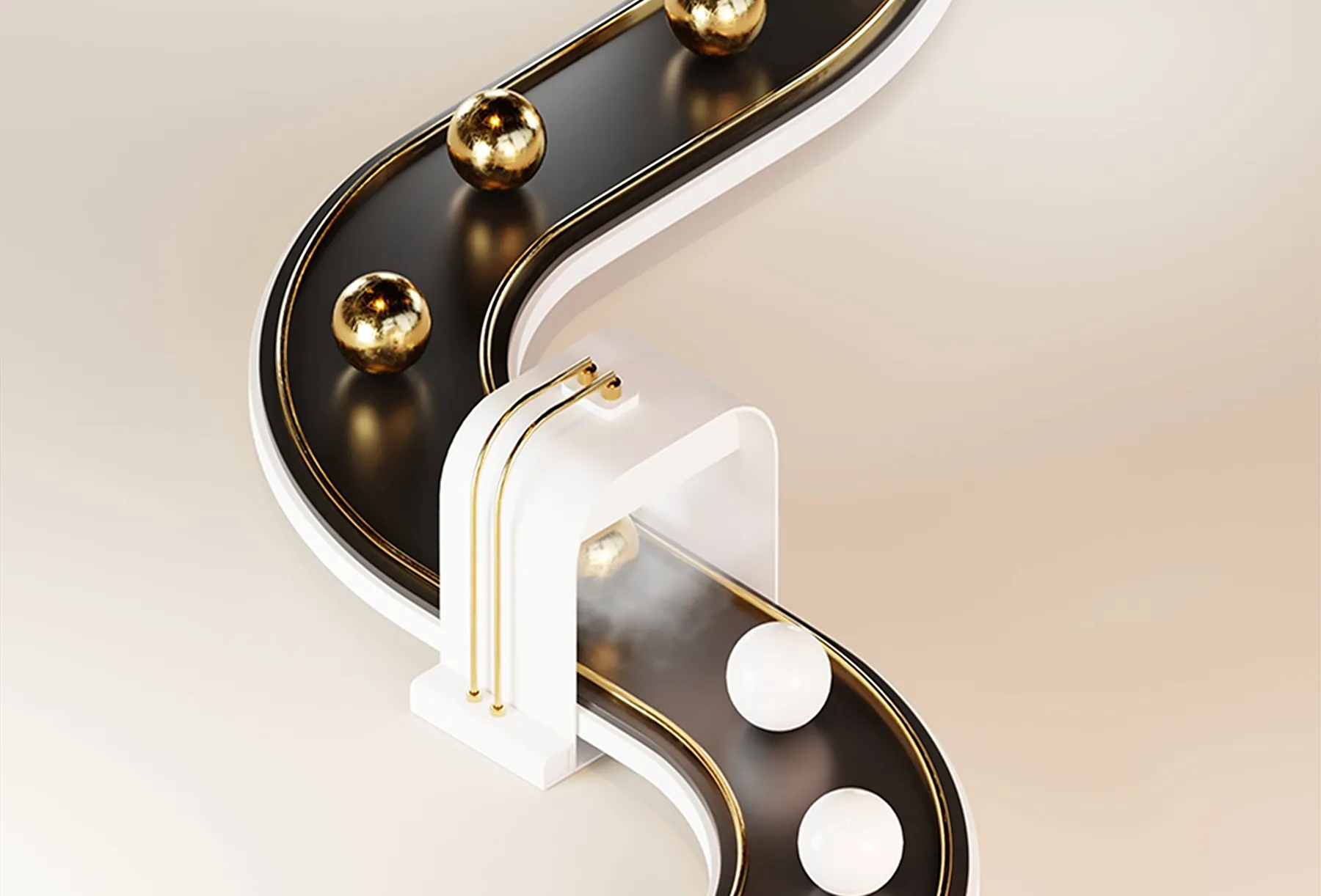 3D illustration of abstract production line